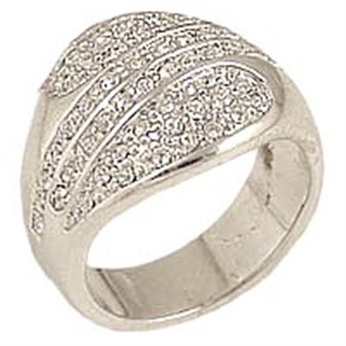 JCE212 Rhodium Brass Ring with Top Grade Crystal  in Clear