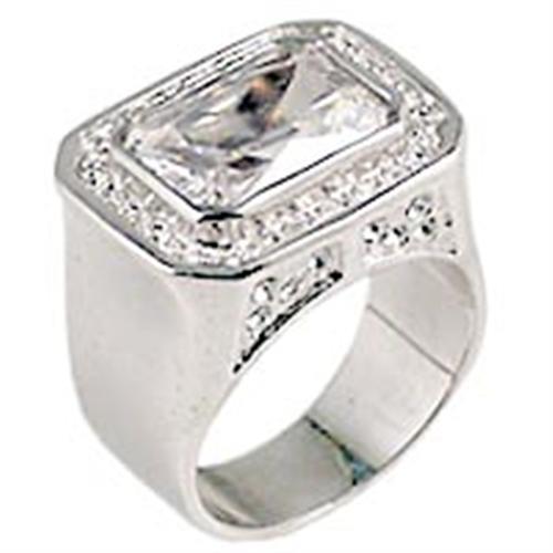 JCE727 Rhodium Brass Ring with AAA Grade CZ  in Clear
