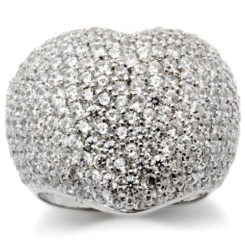 JCE2276 Rhodium Brass Ring with AAA Grade CZ in Clear