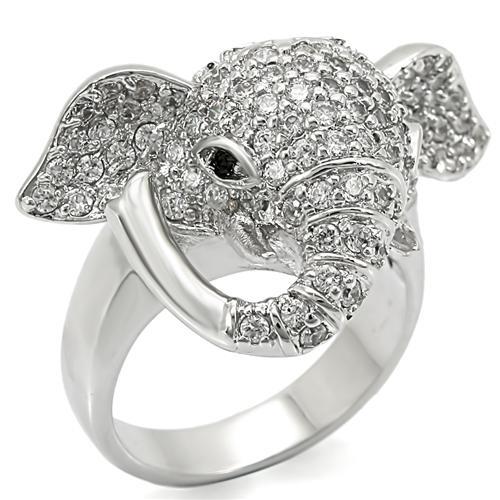 JCE280 Rhodium Brass Ring with Top Grade Crystal in Jet