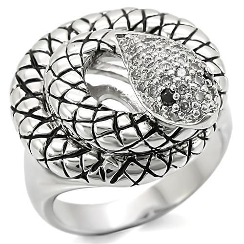 JCE281 Rhodium Brass Ring with AAA Grade CZ in Jet