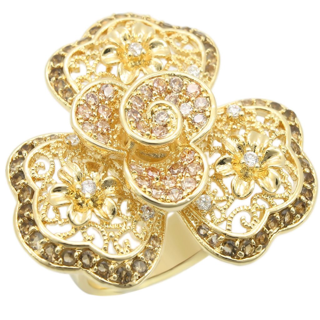 JCE312 Gold Brass Ring with AAA Grade CZ in Multi Color
