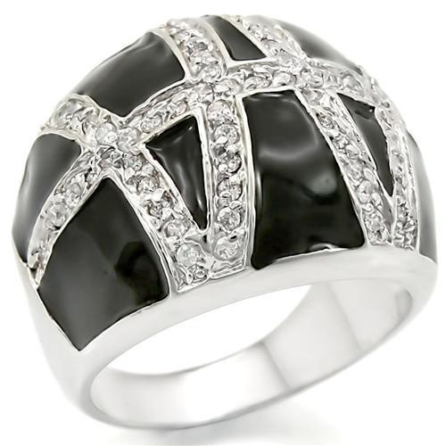 JCE355 Rhodium Brass Ring with AAA Grade CZ in Clear
