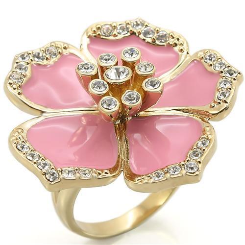 JCE376 Gold Brass Ring with Top Grade Crystal in Clear