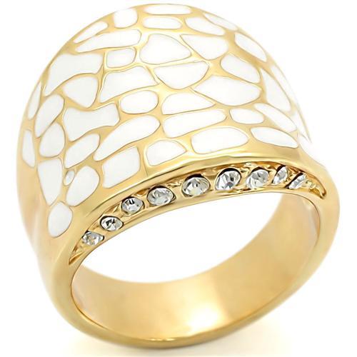 JCE379 Gold Brass Ring with Top Grade Crystal in Clear