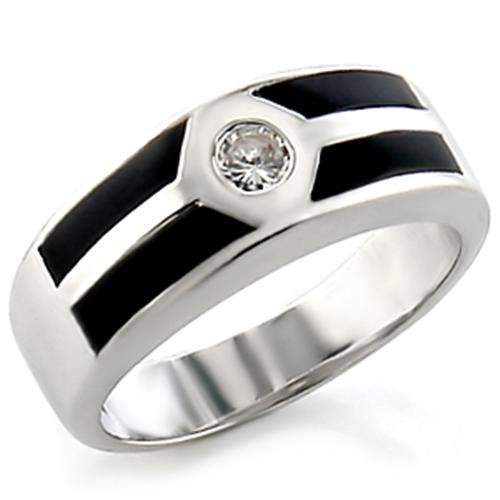 JCE2034 Rhodium Brass Ring with AAA Grade CZ in Clear