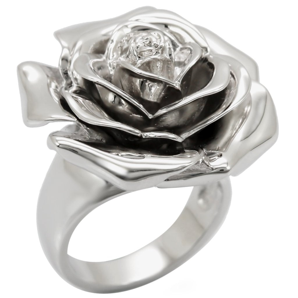 JCE044 Rhodium Brass Ring with No Stone