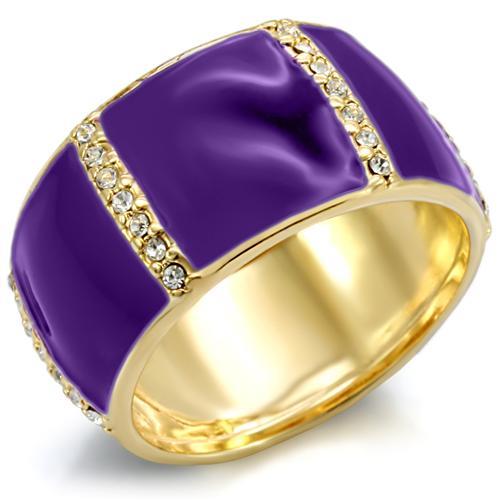 JCE145 Gold Brass Ring with Top Grade Crystal  in Clear