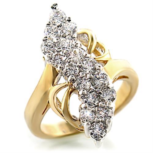 JCE017 Gold+Rhodium Brass Ring with AAA Grade CZ in Clear