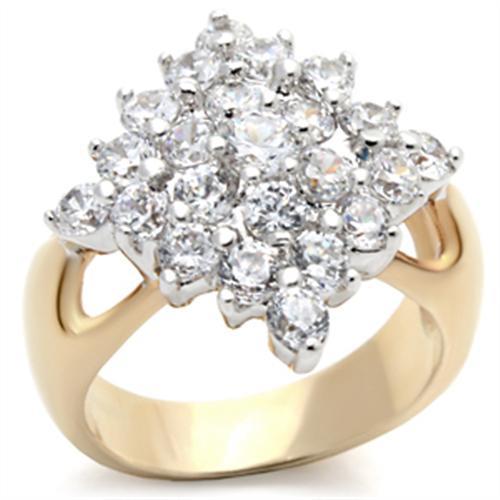 JCE024 Gold+Rhodium Brass Ring with AAA Grade CZ in Clear