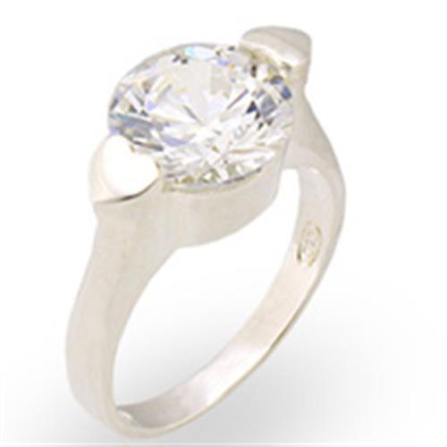 JCE2113 High-Polished 925 Sterling Silver Ring with AAA Grade CZ in Clear