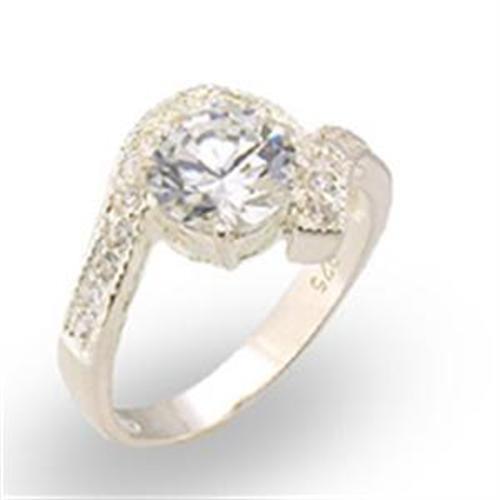 JCE122 High-Polished 925 Sterling Silver Ring with AAA Grade CZ in Clear