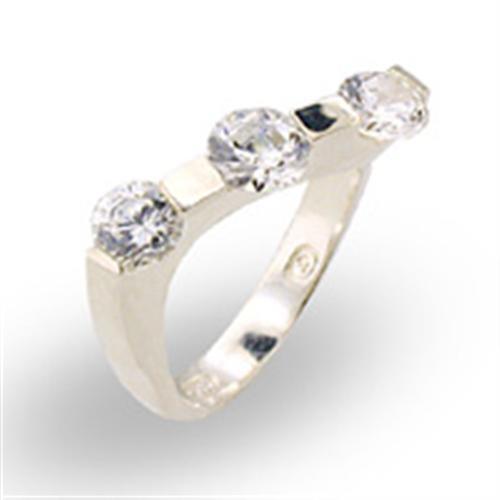 JCE123 High-Polished 925 Sterling Silver Ring with AAA Grade CZ in Clear
