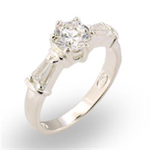 JCE2125 High-Polished 925 Sterling Silver Ring with AAA Grade CZ in Clear