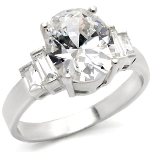 JCE305 High-Polished 925 Sterling Silver Ring with AAA Grade CZ in Clear