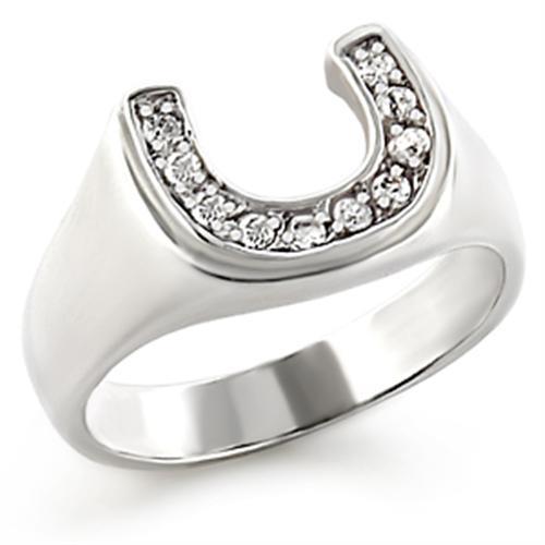 JCE314 High-Polished 925 Sterling Silver Ring with AAA Grade CZ in Clear