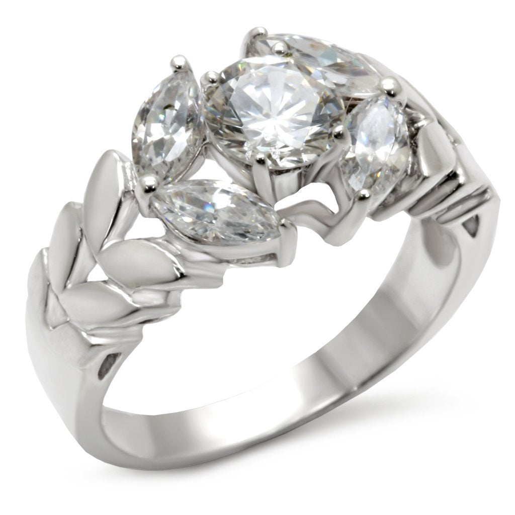 JCE326 Matte Rhodium & Rhodium 925 Sterling Silver Ring with AAA Grade CZ in Clear