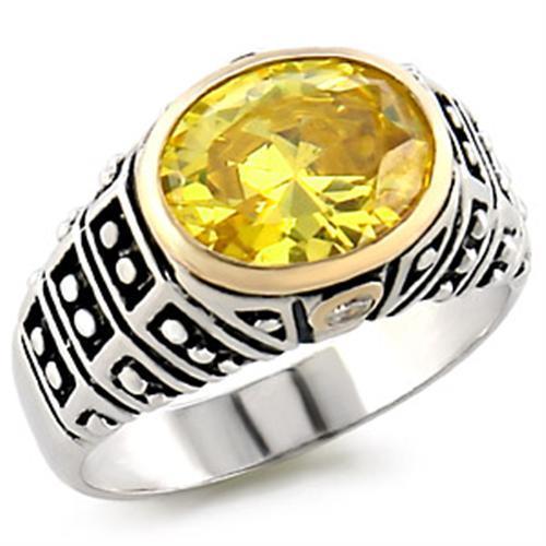 JCE419 Reverse Two-Tone 925 Sterling Silver Ring with AAA Grade CZ in Topaz