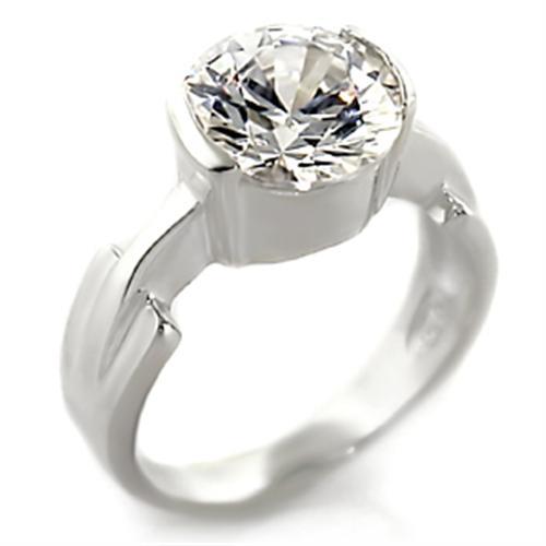 JCE125 High-Polished 925 Sterling Silver Ring with AAA Grade CZ in Clear