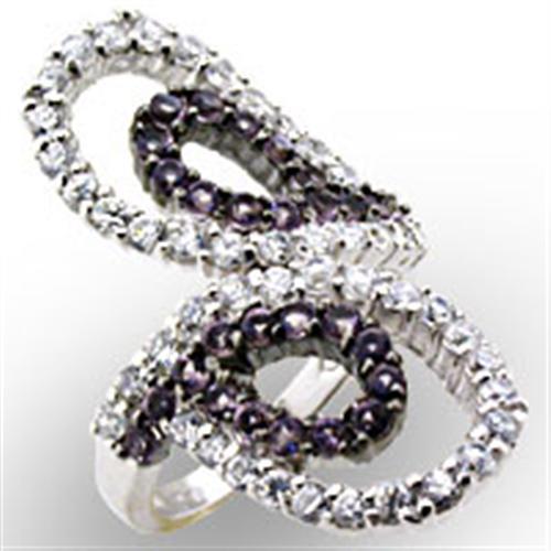 JCE518 High-Polished 925 Sterling Silver Ring with AAA Grade CZ in Amethyst