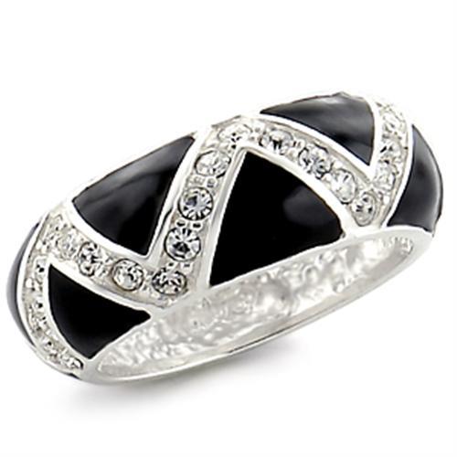 JCE615 High-Polished 925 Sterling Silver Ring with Top Grade Crystal in Clear