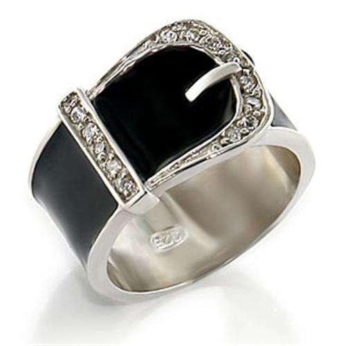 JCE625 High-Polished 925 Sterling Silver Ring with Top Grade Crystal in Clear