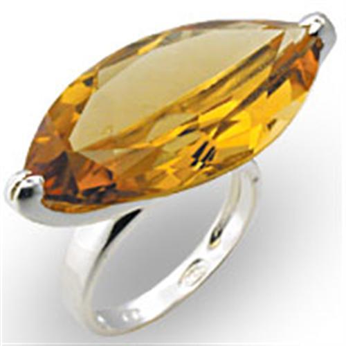 JCE915 High-Polished 925 Sterling Silver Ring with AAA Grade CZ in Citrine