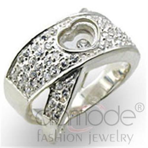 JCE114 High-Polished 925 Sterling Silver Ring with Top Grade Crystal in Clear