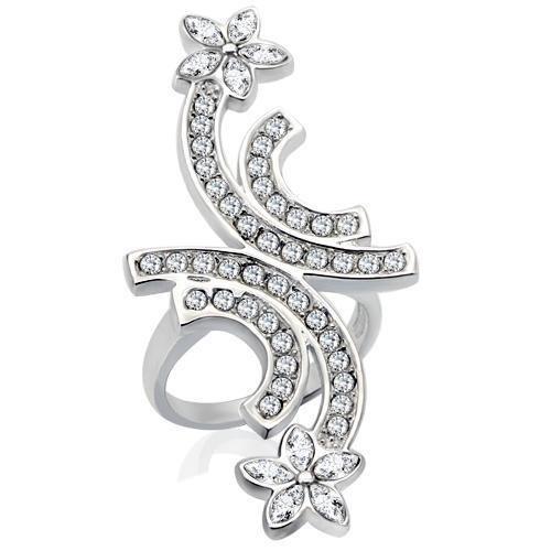 JCE731 Rhodium Brass Ring with Top Grade Crystal in Clear