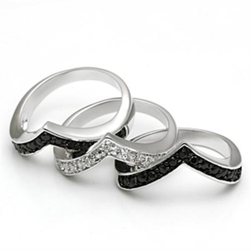 JCE028 Rhodium+Hematite Brass Ring with AAA Grade CZ in Jet