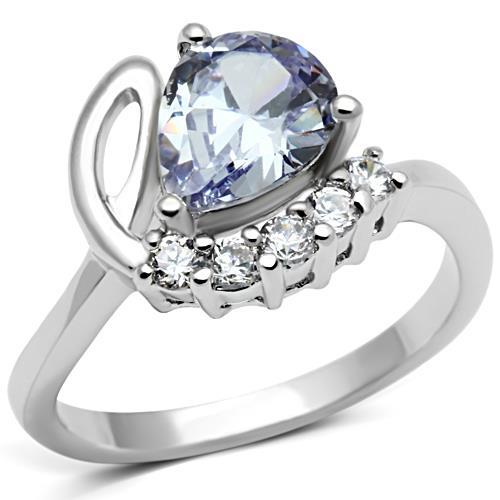 JCE030 Rhodium Brass Ring with AAA Grade CZ in Light Amethyst