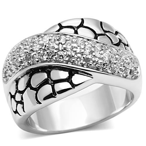 JCE037 Rhodium Brass Ring with AAA Grade CZ in Clear