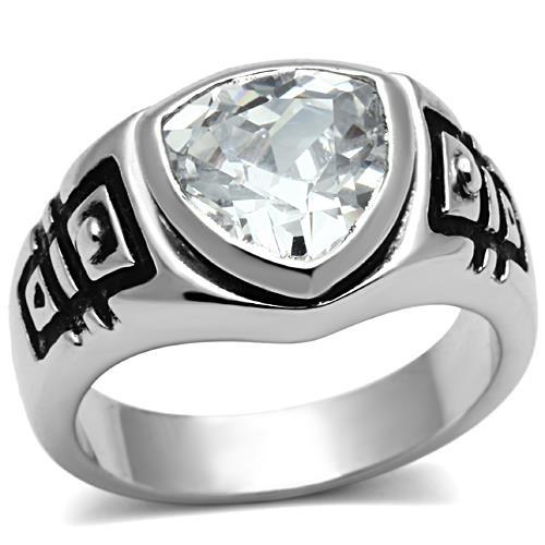 JCE062 Rhodium Brass Ring with AAA Grade CZ in Clear