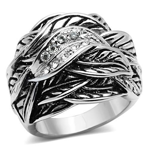 JCE063 Rhodium Brass Ring with Top Grade Crystal in Clear