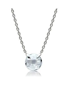 JCE074 Rhodium Brass Necklace with AAA Grade CZ in Clear