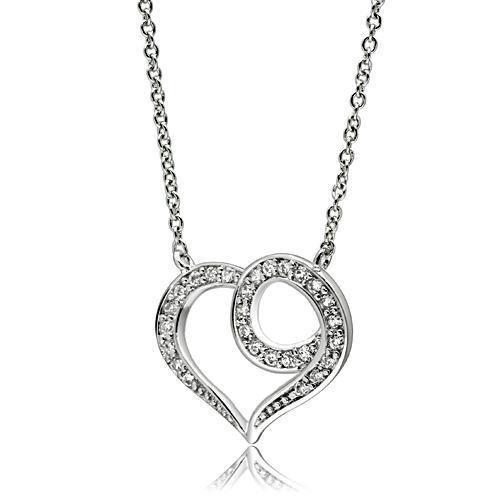 JCE075 Rhodium Brass Necklace with AAA Grade CZ in Clear
