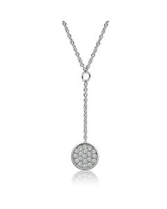 JCE077 Rhodium Brass Necklace with AAA Grade CZ in Clear