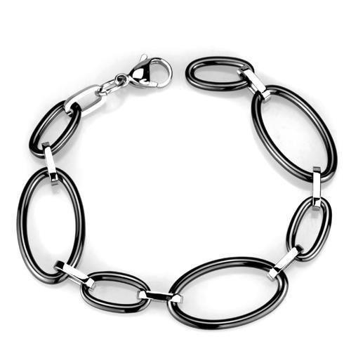 JCE1003 High polished (no plating) Stainless Steel Bracelet with Ceramic  in Jet