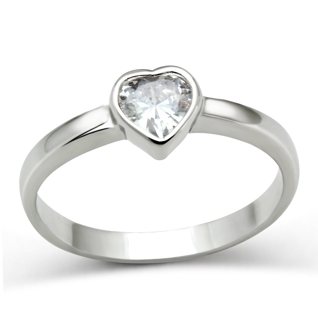 JCE107 Rhodium Brass Ring with AAA Grade CZ in Clear