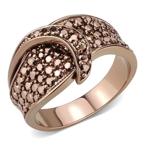 JCE1099 IP Coffee light Brass Ring with AAA Grade CZ in Light Coffee