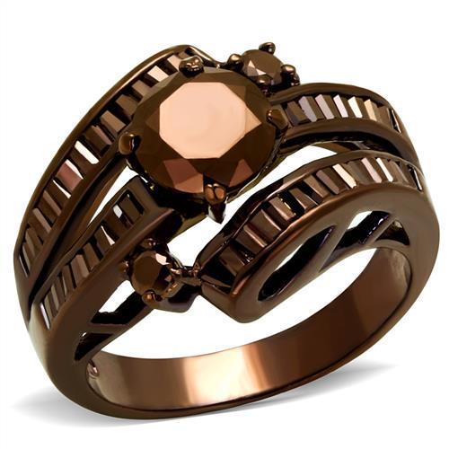 JCE1106 IP Coffee light Brass Ring with AAA Grade CZ in Light Coffee