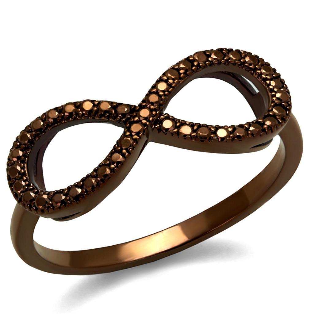 JCE1129 IP Coffee light Brass Ring with AAA Grade CZ in Light Coffee