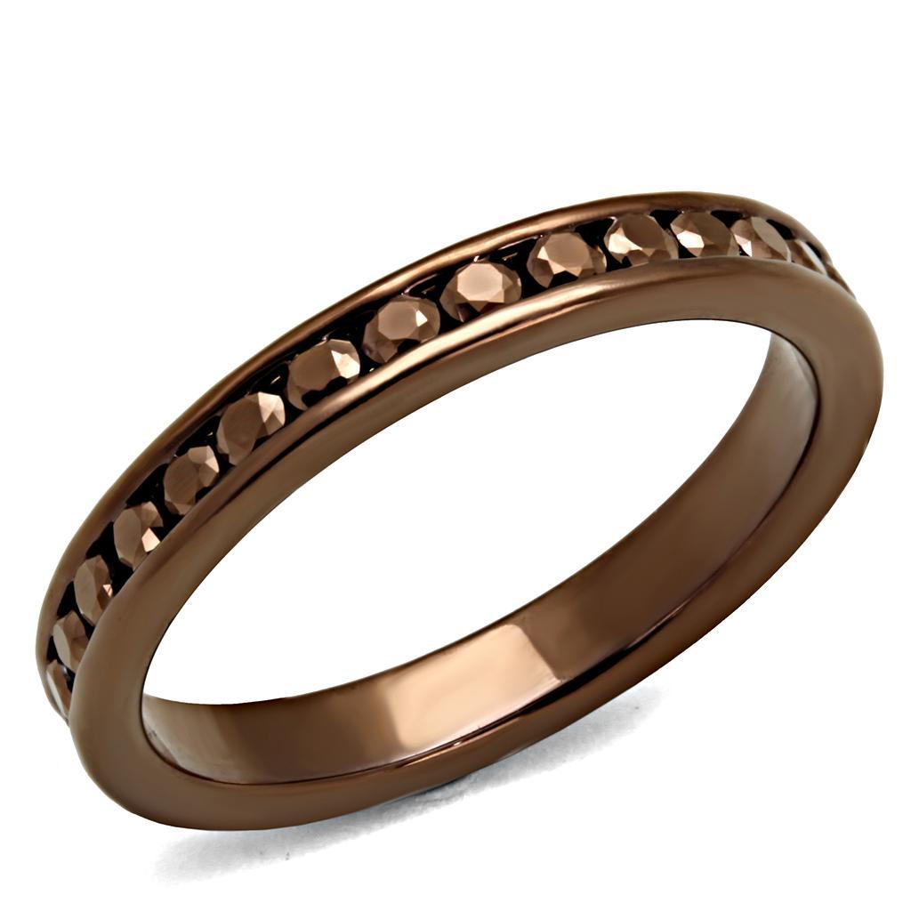JCE1137 IP Coffee light Brass Ring with AAA Grade CZ in Brown