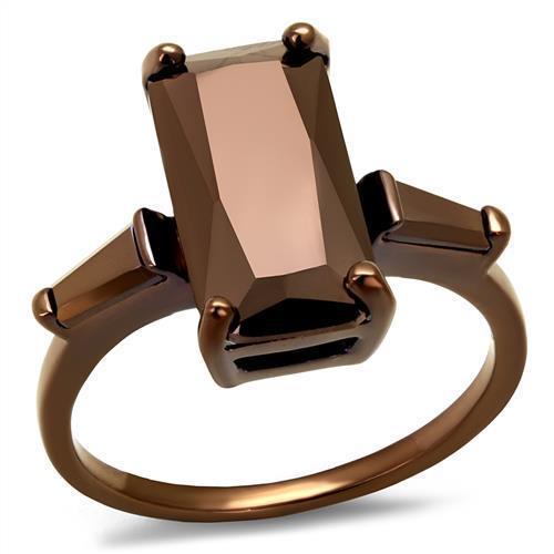 JCE1160 IP Coffee light Brass Ring with AAA Grade CZ  in Light Coffee