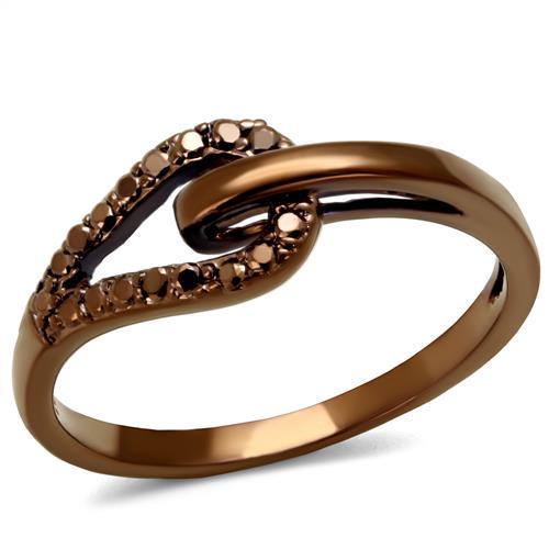 JCE1161 IP Coffee light Brass Ring with AAA Grade CZ  in Light Coffee