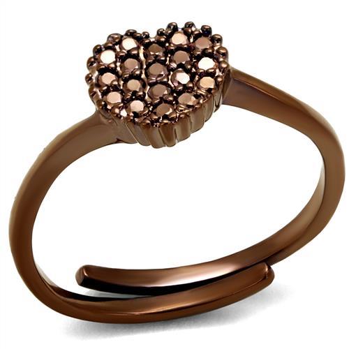 JCE1166 IP Coffee light Brass Ring with AAA Grade CZ in Light Coffee