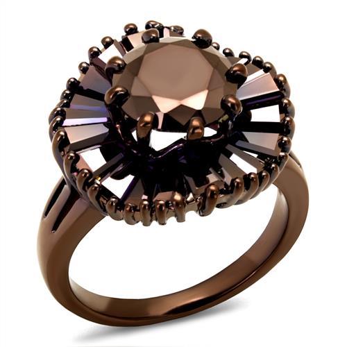 JCE1167 IP Coffee light Brass Ring with AAA Grade CZ in Light Coffee