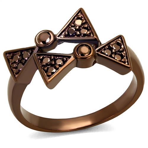 JCE1171 IP Coffee light Brass Ring with AAA Grade CZ in Light Coffee