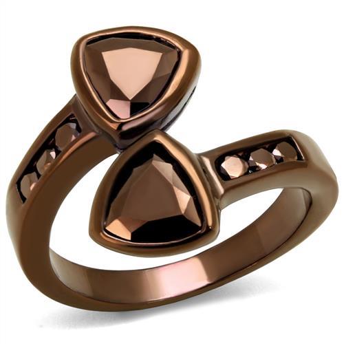 JCE1172 IP Coffee light Brass Ring with AAA Grade CZ in Light Coffee