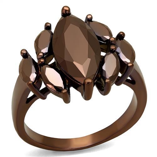 JCE1173 IP Coffee light Brass Ring with AAA Grade CZ in Light Coffee
